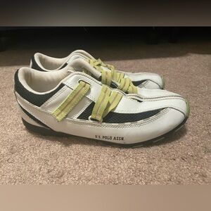 US Polo Assn white yellow Velcro strap on sneakers size 9.5 M